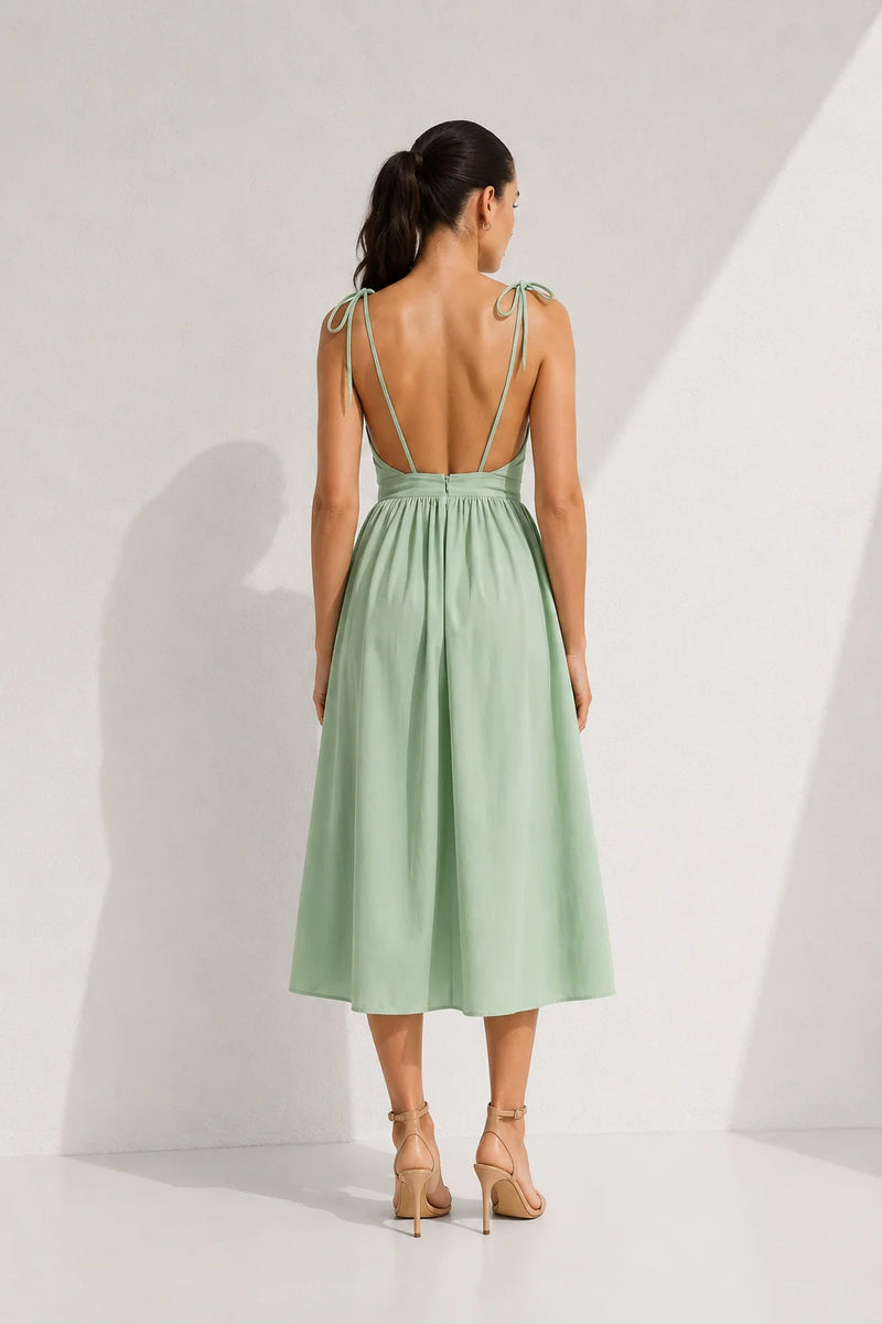 Robes empires vert d’eau sans manche